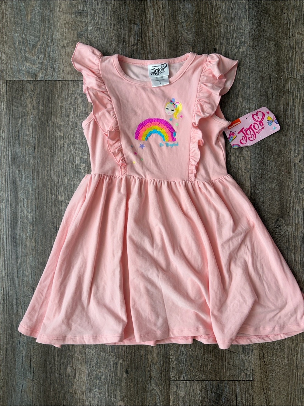 JoJo Siwa Pink Ruffle Rainbow Graphic Dress